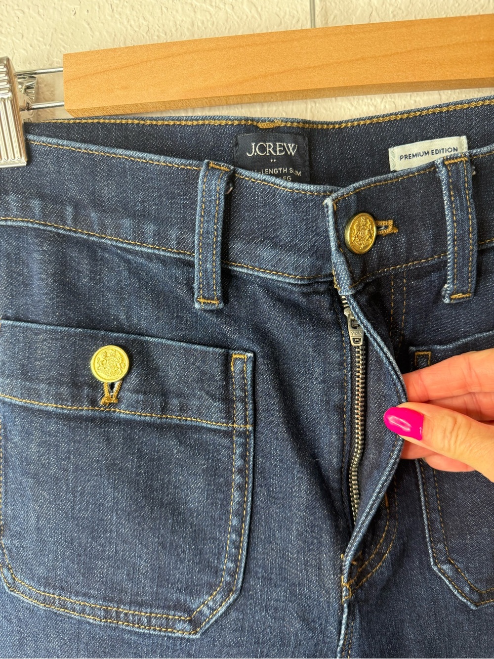 J.Crew Premium Edition Full-Length Sailor Wide-Leg Jeans Dark Wash Size 27 - Picture 6 of 13